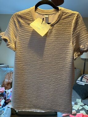 SHEIN Light Taupe Textured Short Sleeve Tee